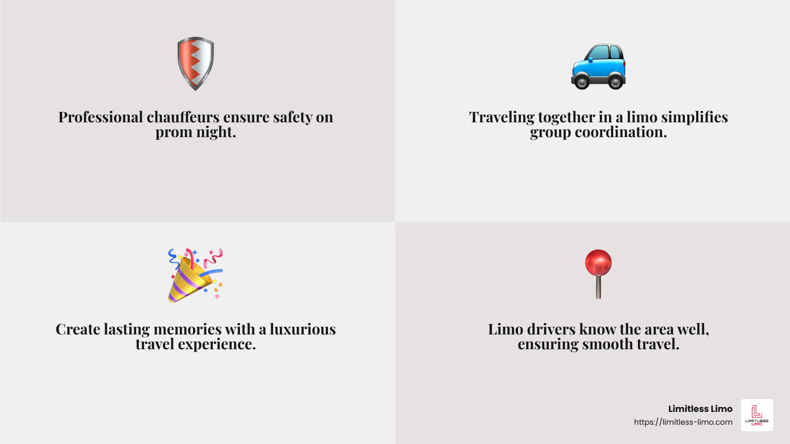 Description of safety measures - prom limo service infographic 4_facts_emoji_grey