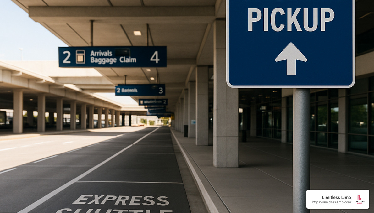 airport curbside pickup sign for express shuttle service - airport express shuttle